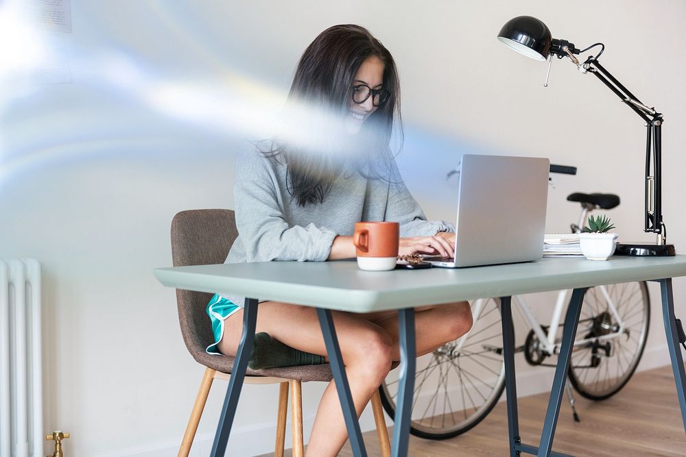 Woman working on computer laptop