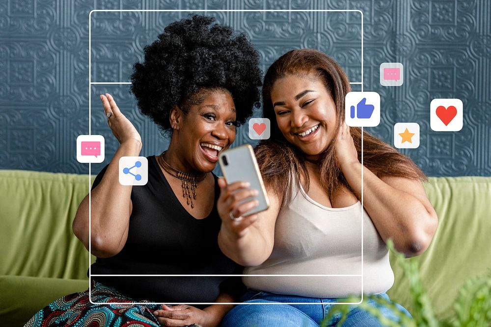 Black friends taking a selfie together