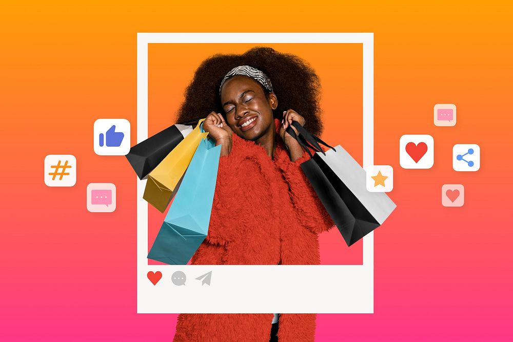 Woman shopping on social media