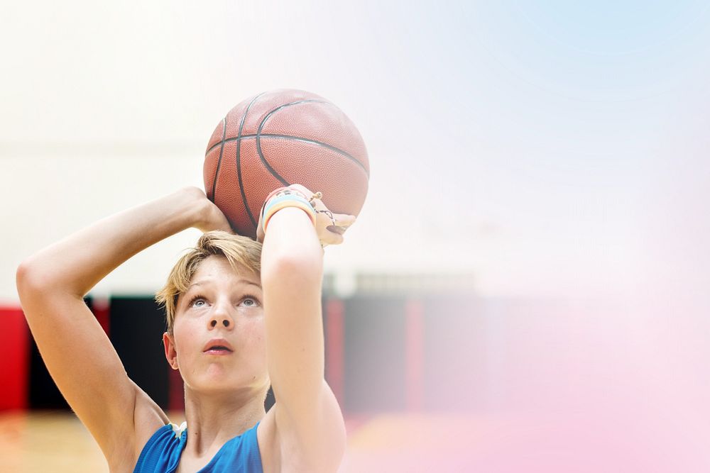 Young boy shooting basketball remix