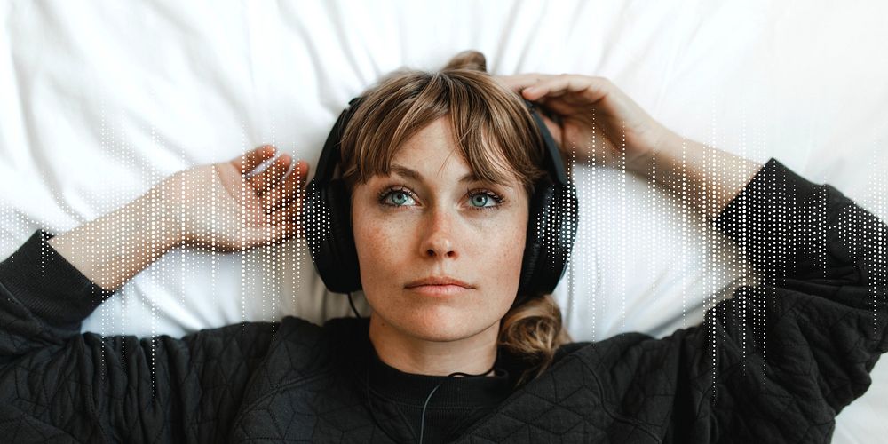 Woman listening to music remix