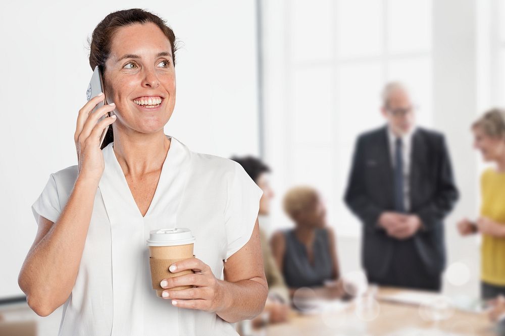 Confidence business woman on phone remix