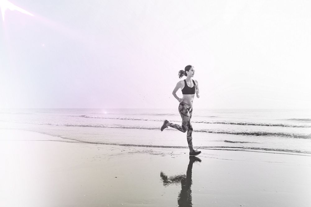 A woman is running at the beach remix