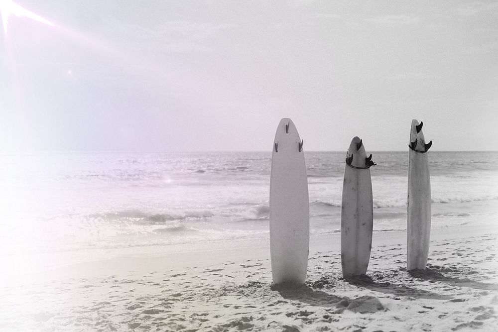 Surfboard mockup on the beach remix