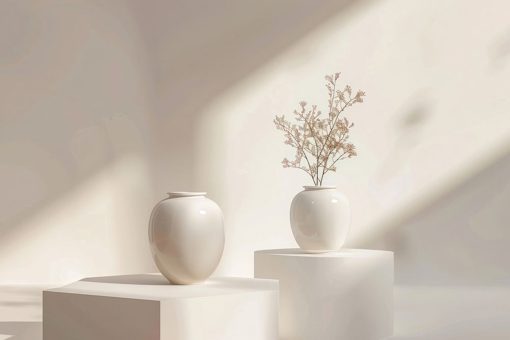 Vase mockup windowsill porcelain pottery.