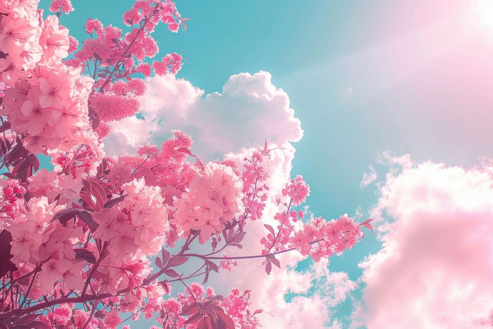 Pink color background outdoors blossom nature.