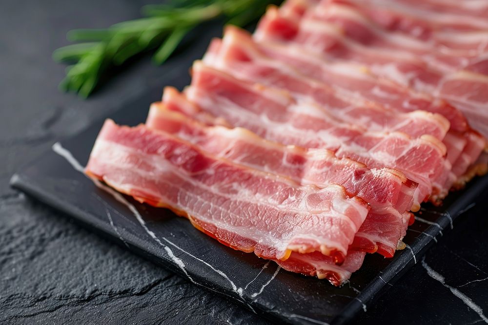 Sliced bacon pork mutton food.