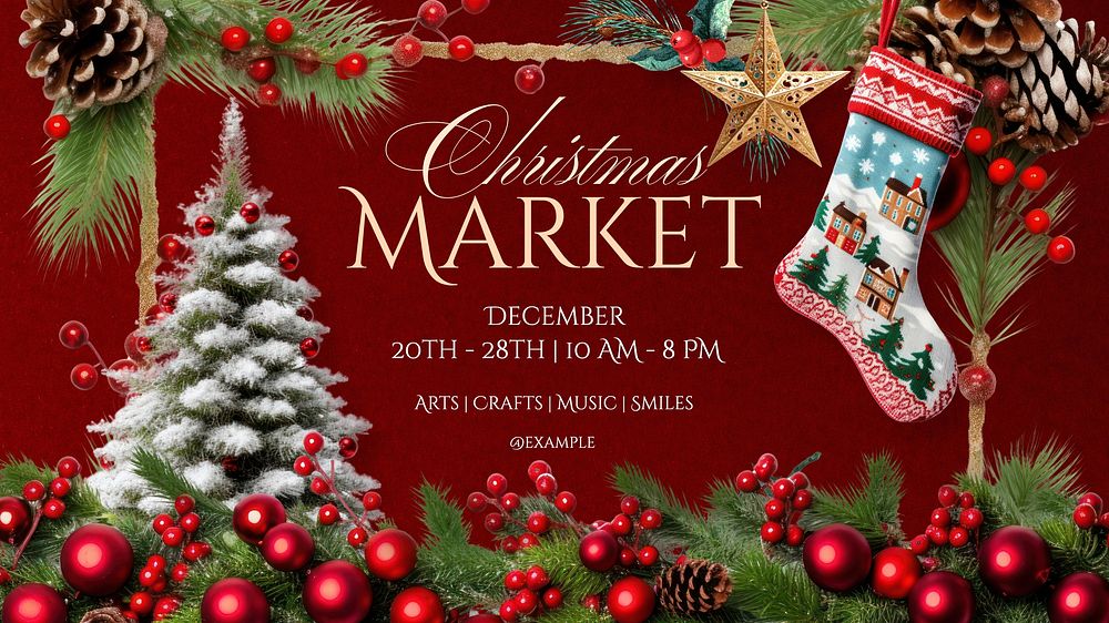 Christmas craft market blog banner template