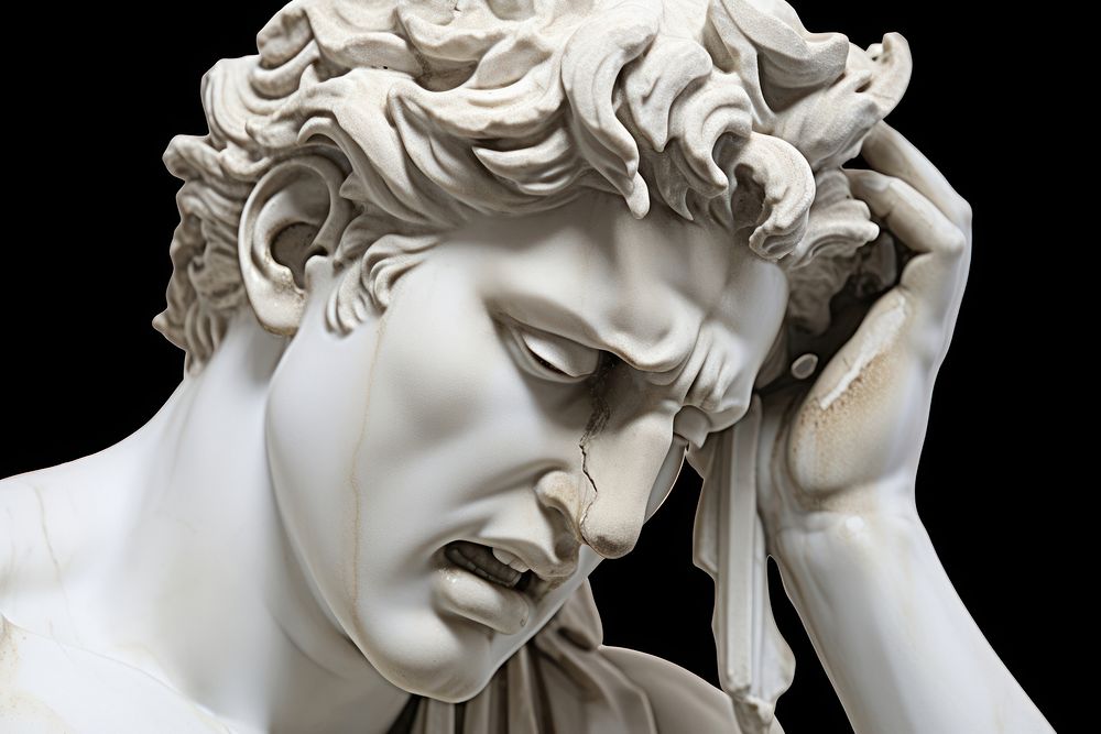Greek sculpture david crying wedding female person.