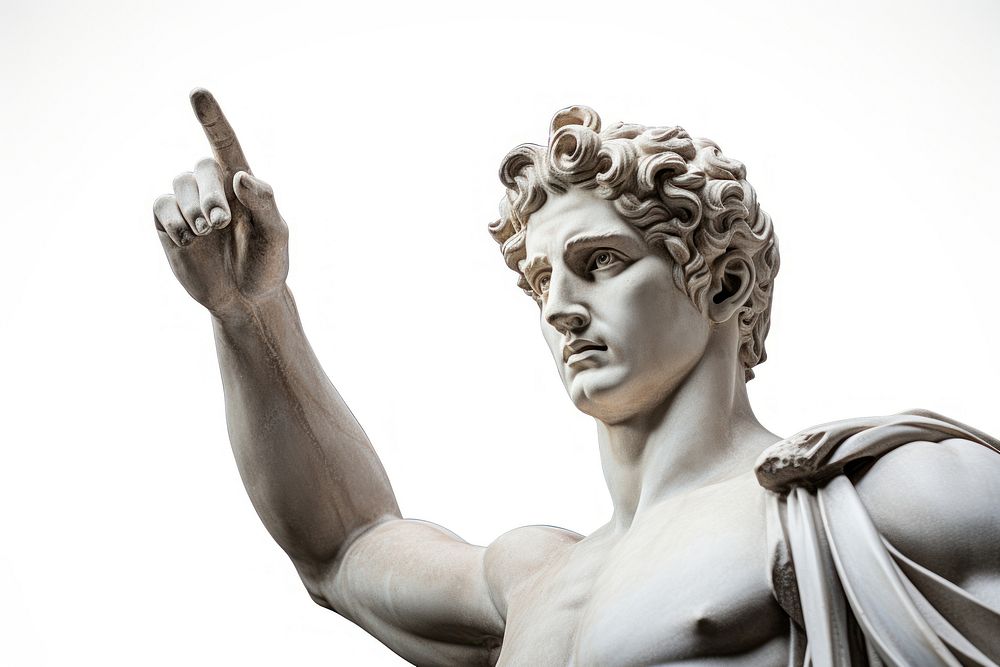 Greek sculpture david hand waving person statue finger.