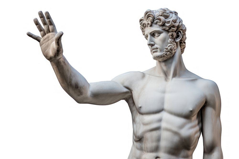 Greek sculpture david hand waving clothing apparel person.