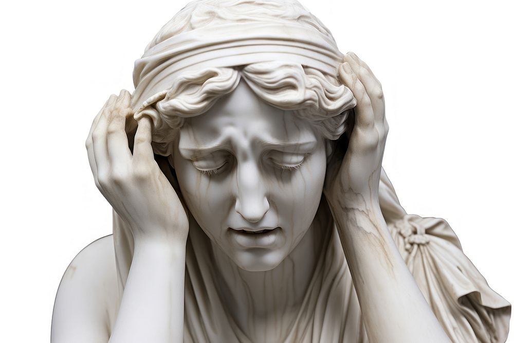Greek sculpture female crying person statue human.