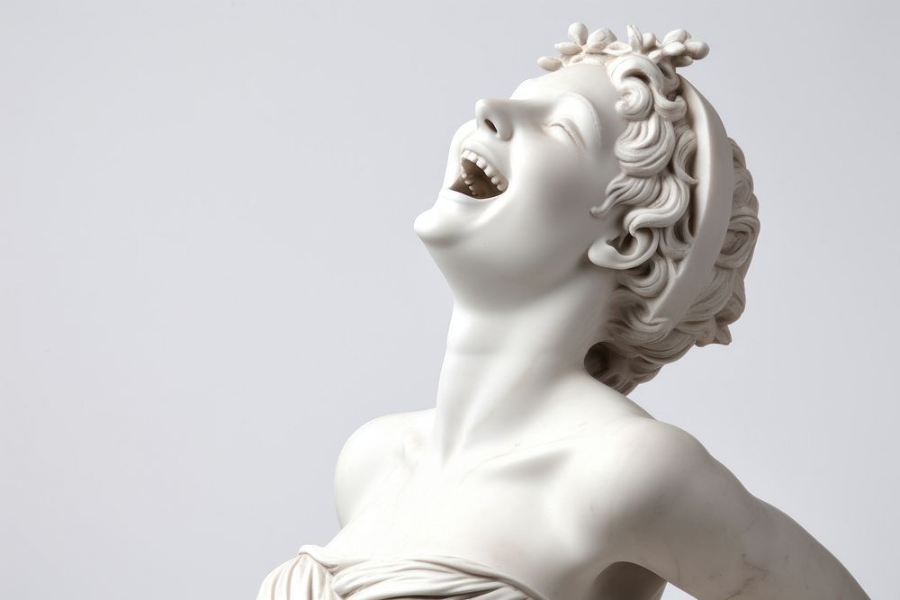 Greek sculpture female laugh person statue adult.
