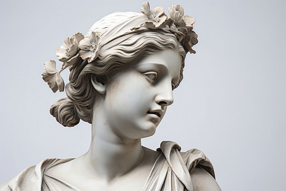 Greek sculpture female with flower photography person statue.
