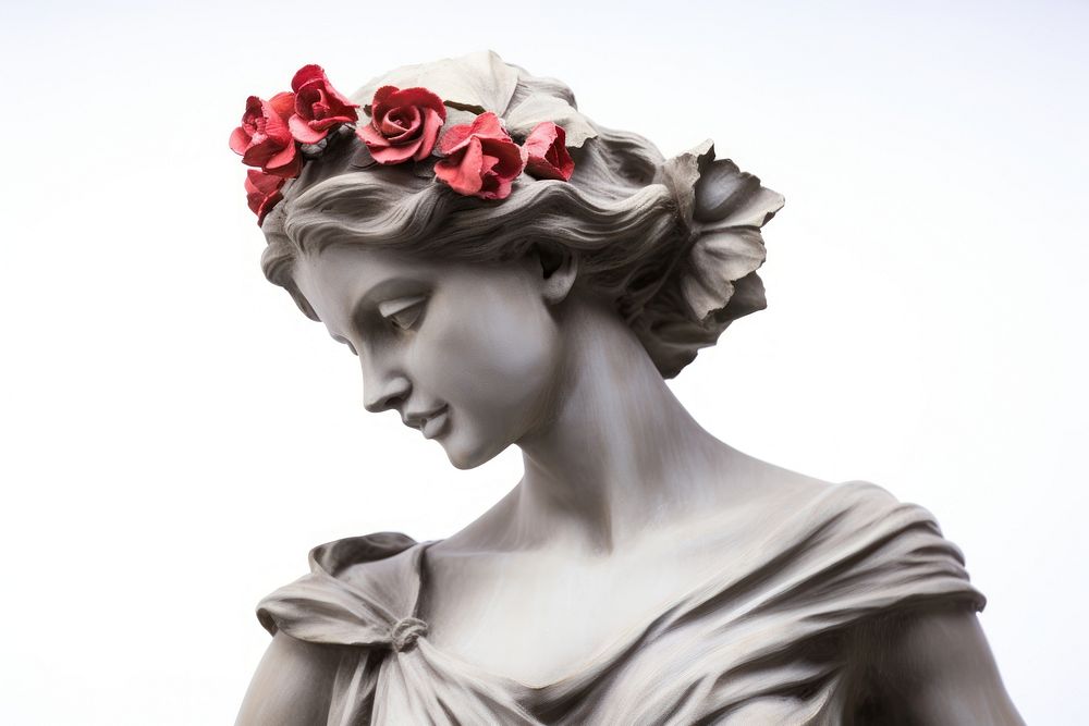 Greek sculpture female with flower photography clothing portrait.