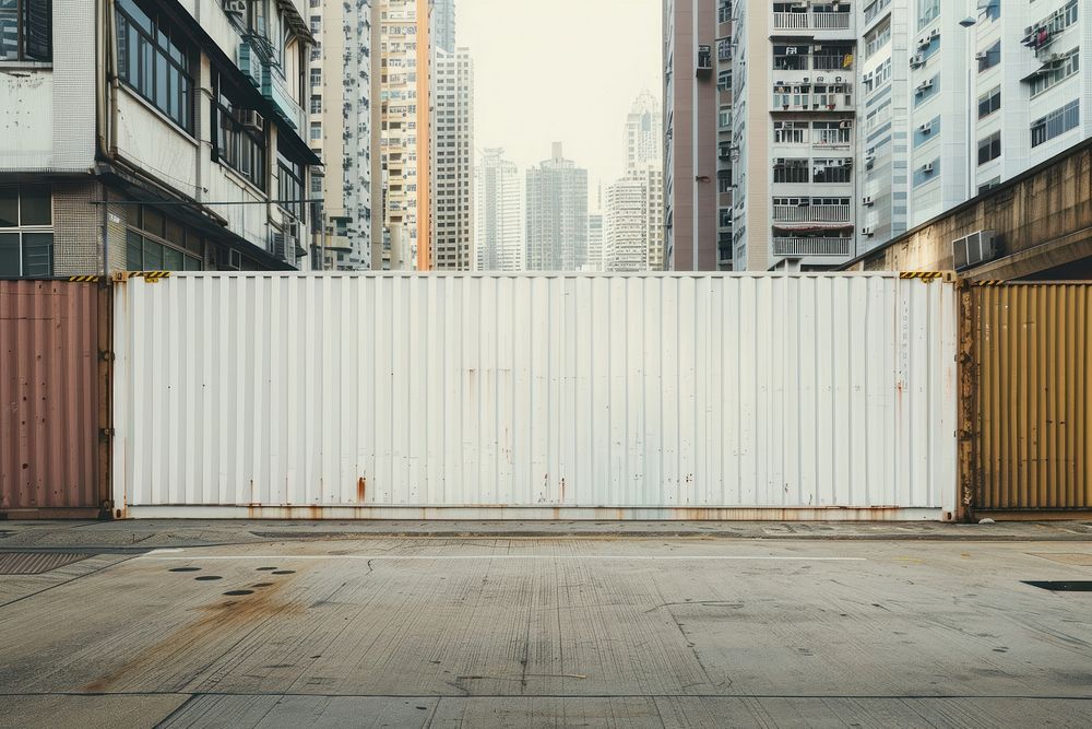 Container wall mockup outdoors nature yard.