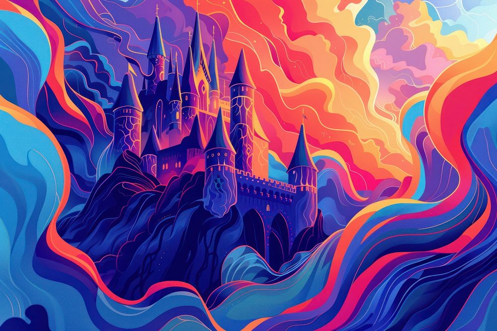 Illustration castle painting graphics art.