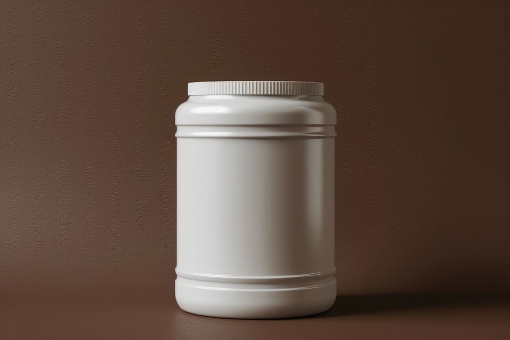 Protein jar mockup porcelain pottery bottle.
