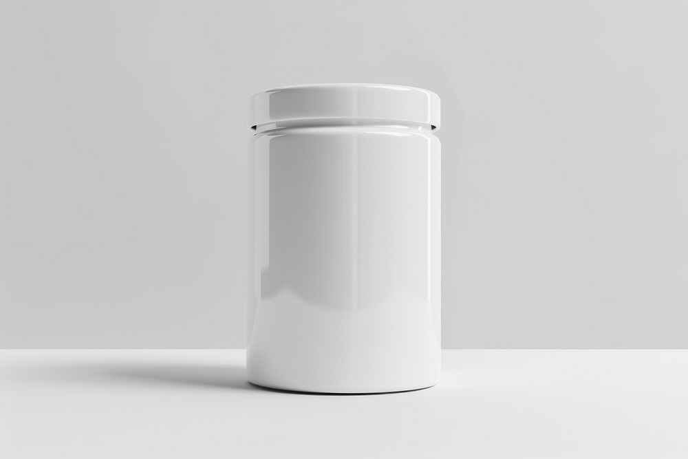 Protein jar mockup white porcelain pottery.
