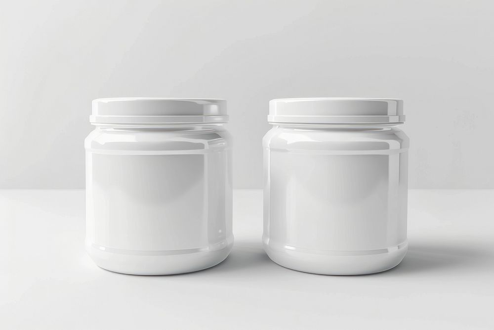 Protein jars mockup white beverage drink.