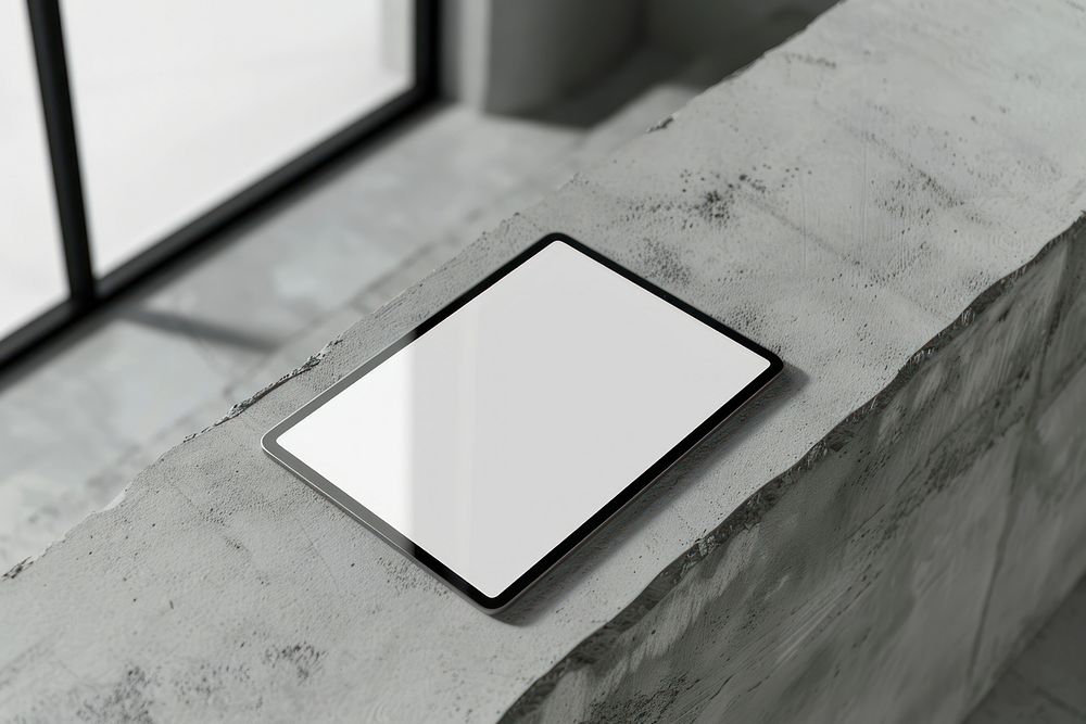 Tablet mockup text electronics windowsill.