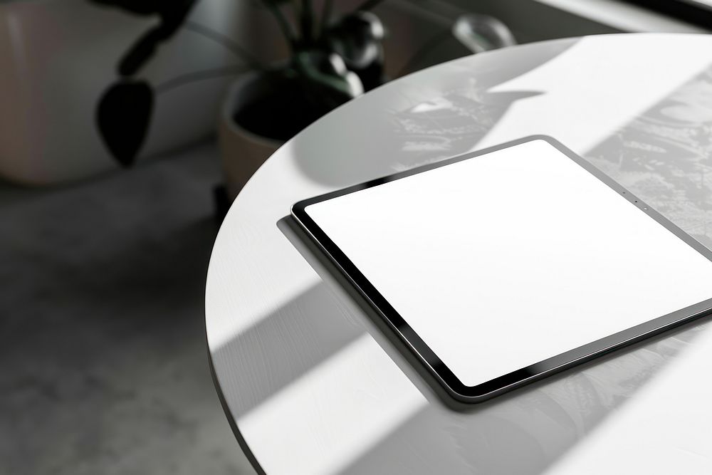 Tablet mockup electronics furniture computer.