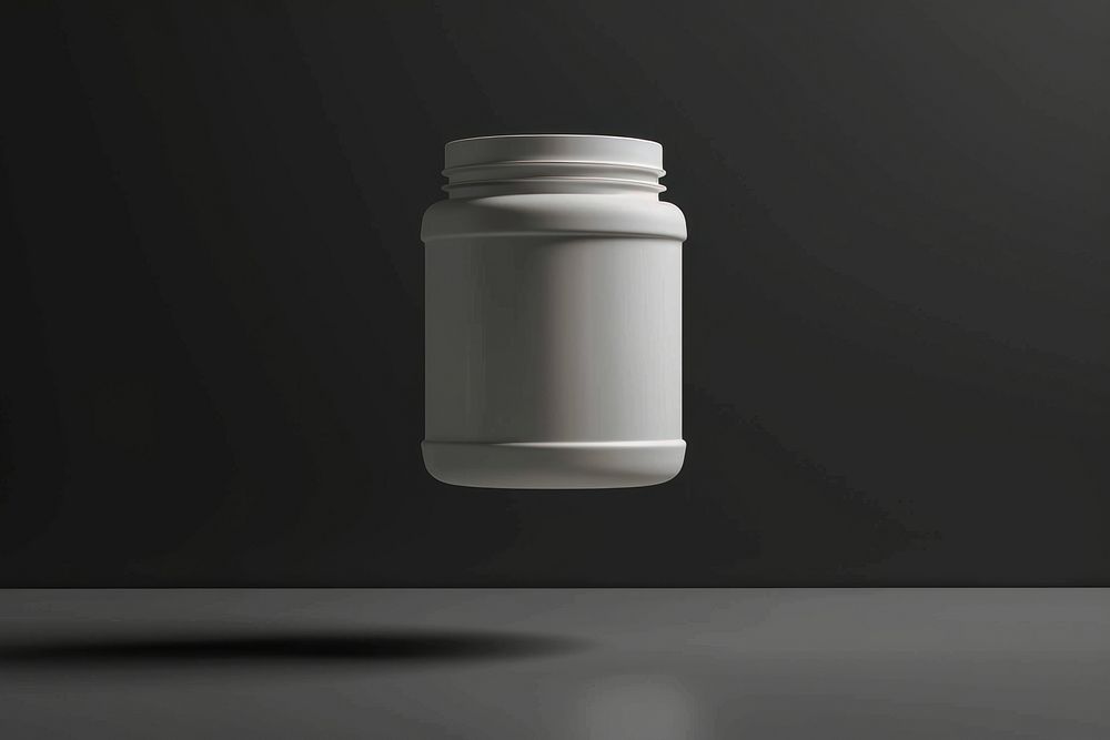 Protein jar mockup medication cylinder pottery.