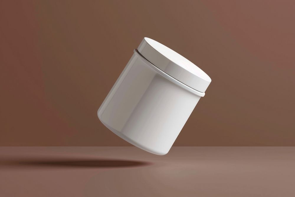Protein jar mockup tin porcelain cylinder.