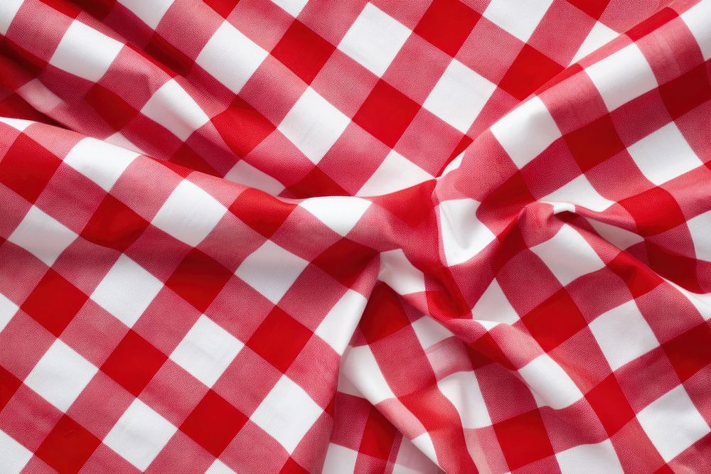 Red and white plaid pattern tablecloth person human.