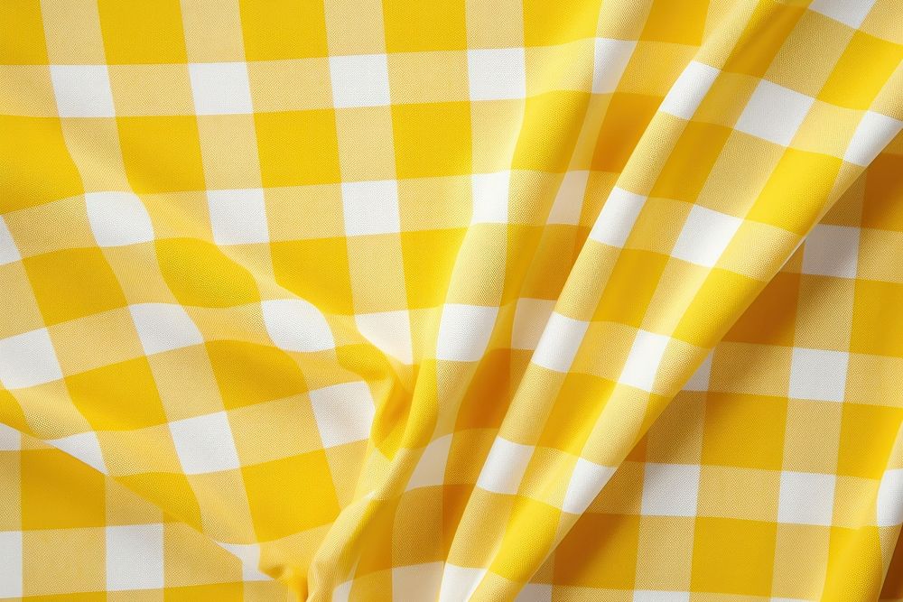 Yellow and white plaid pattern tablecloth.