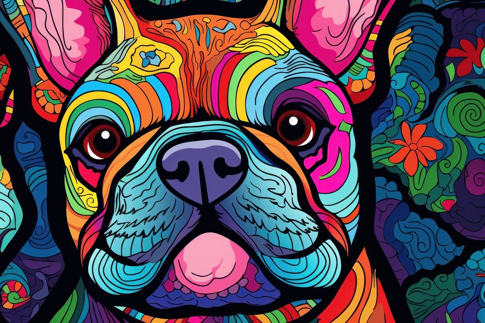 French bulldog art graphics painting.