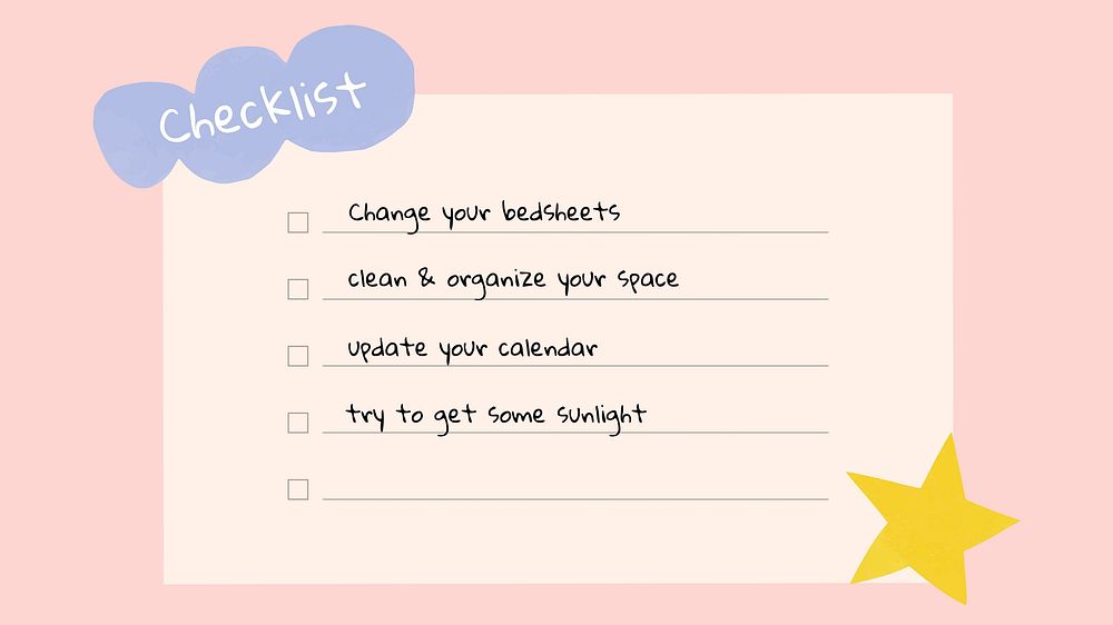 Aesthetic checklist Facebook cover template, inspirational self love design 