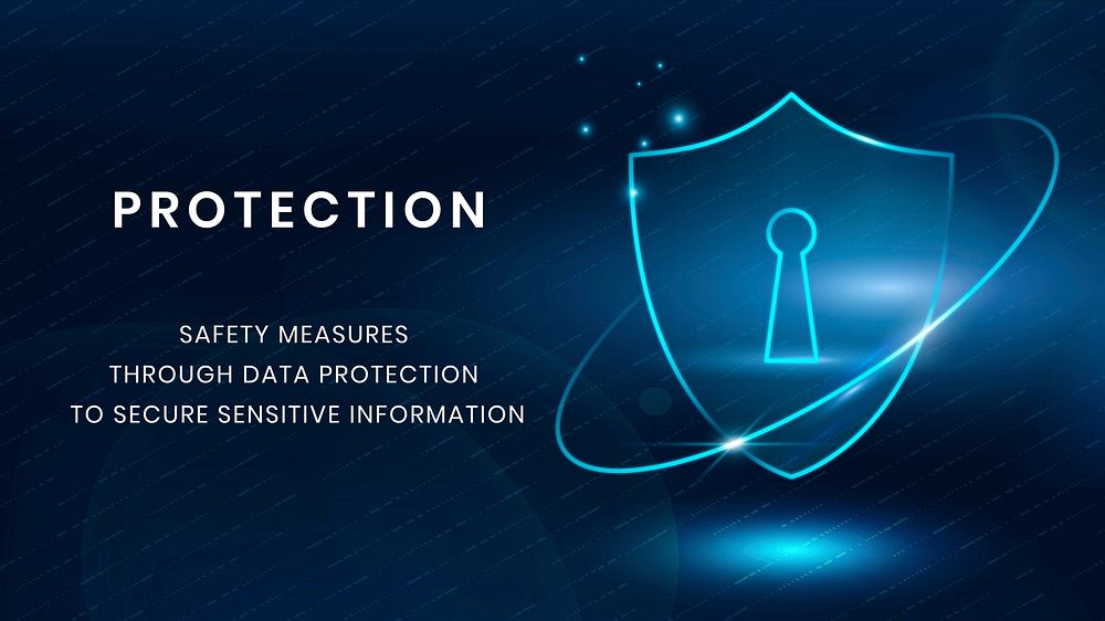Data protection technology presentation template lock shield icon