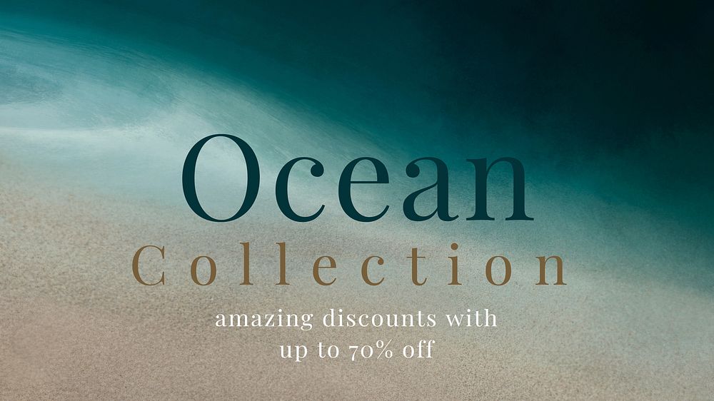 Watercolor ocean blog banner template,  dark aesthetic design