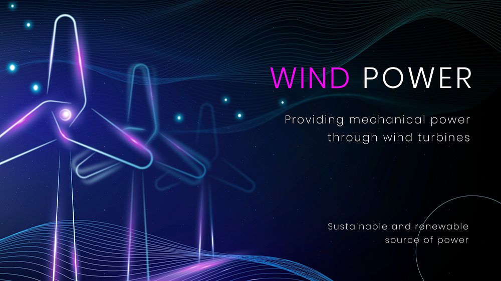 Wind power presentation template, editable clean technology banner