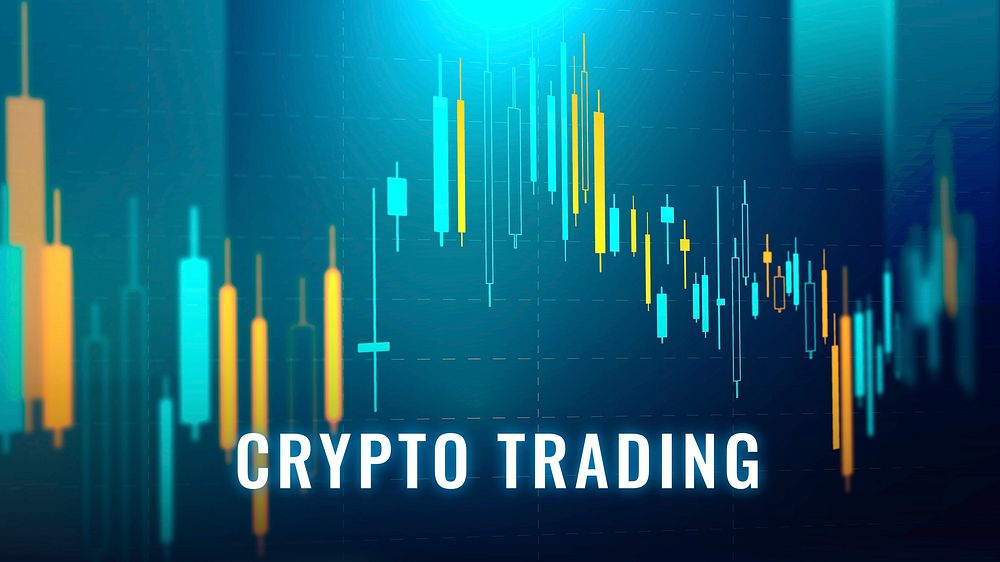 Abstract blue blog banner template, editable crypto trading design
