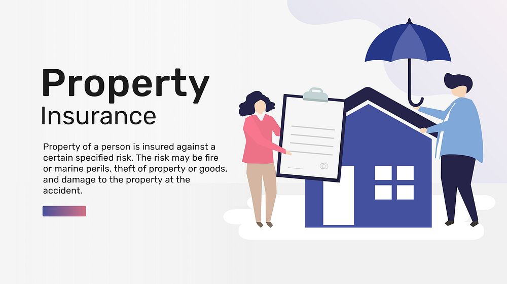 Property insurance blog banner template, flat graphic & text