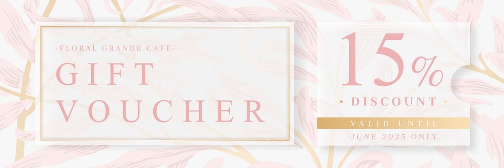 Gift voucher Twitter header template, pink  design