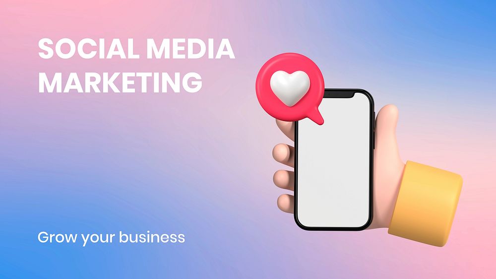 Social media marketing presentation template,  3D design