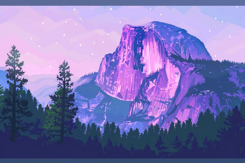 Yosemite pixel art wilderness vegetation.