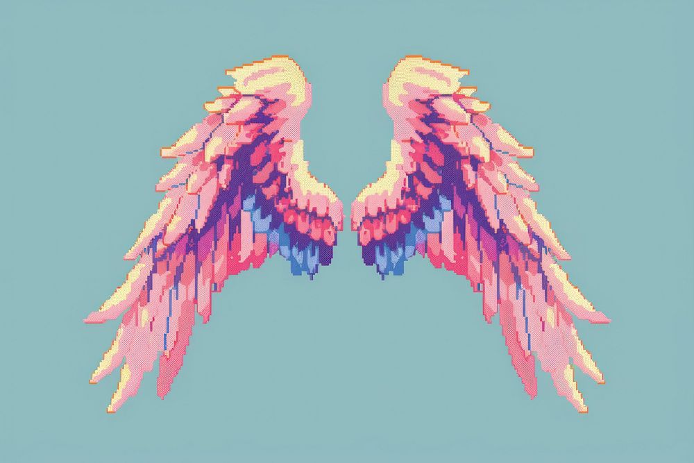 Angel wing pixel art chandelier purple.