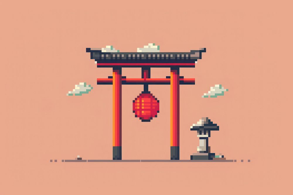 Asakusa red lantern pixel torii gate.