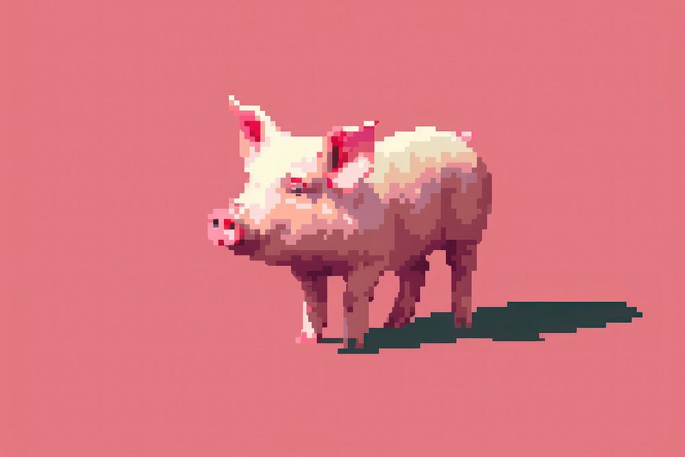 Pig pixel livestock wildlife animal.