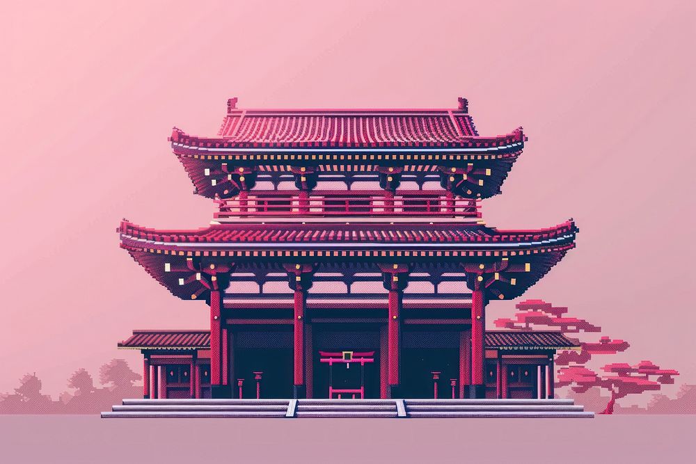 Sensoji temple pixel architecture building landmark.