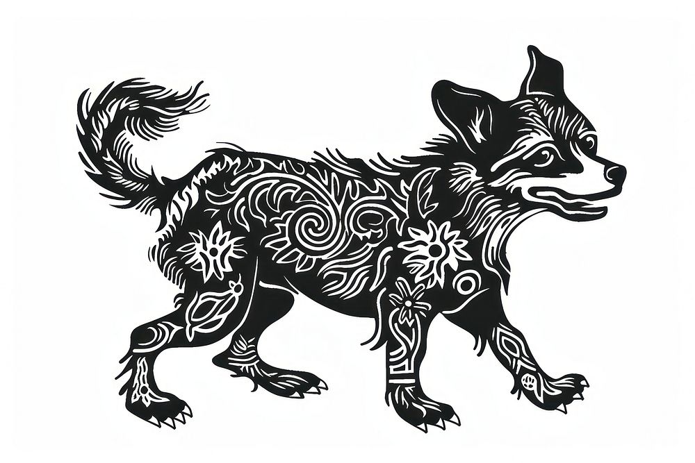 Thai street dog illustrated kangaroo stencil.