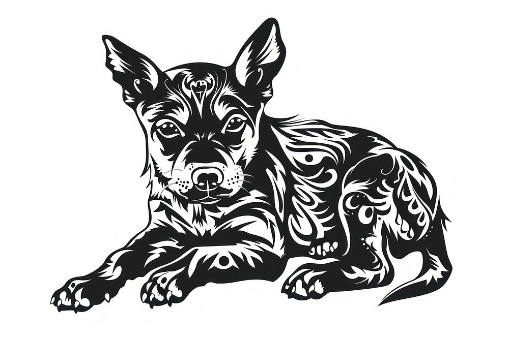 Thai street dog illustrated stencil drawing.