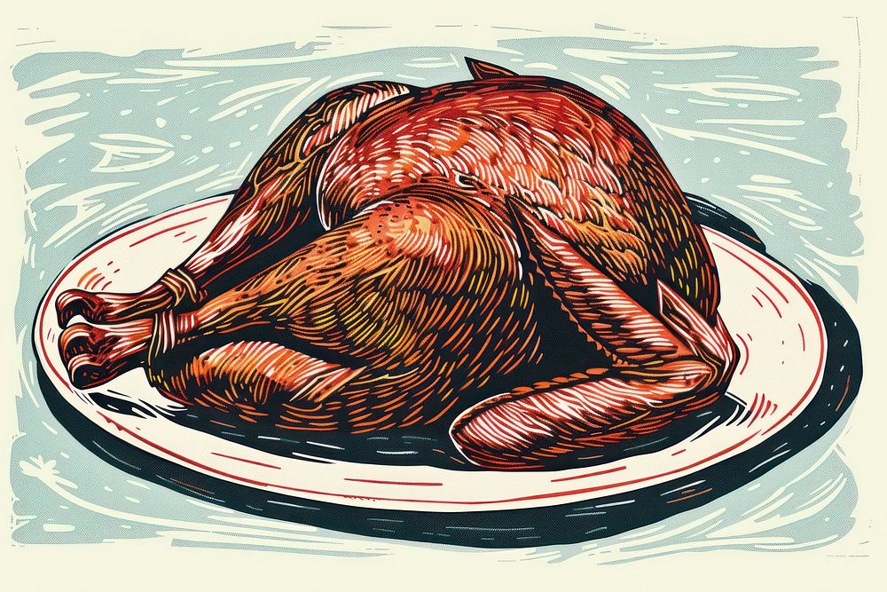 Thanksgiving turkey on plate dinner supper roast.