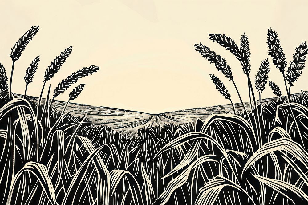 Wheat field agriculture countryside illustrated.