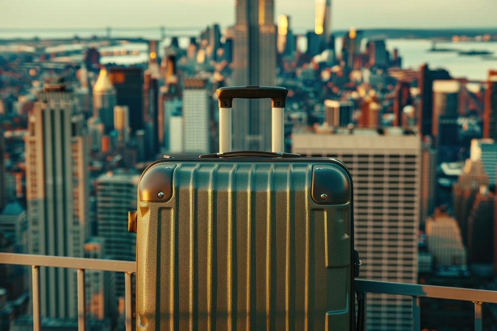 Travel luggage city architecture cityscape.