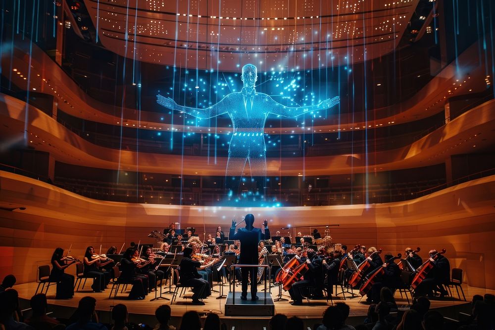 Real-time motion capture technology orchestra concert recreation.
